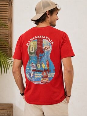 Vintage Margaritaville Key West Red Graphic Short-Sleeve‎ Men's Shirt Size Large